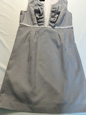 Nine West Seersucker Lined Striped Summer Dress Nautical Classic Old Money