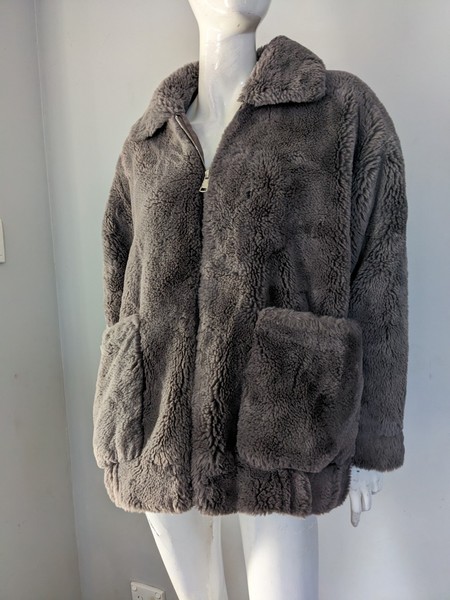 Decjuba Sz M Brown Faux Fur Jacket AS NEW