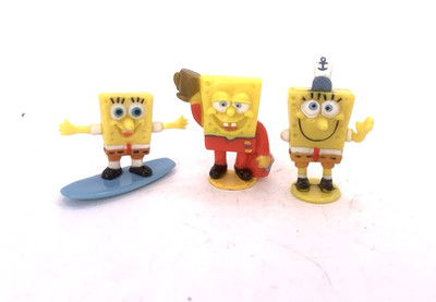 3 Comic Figuren Spongebob Schwammkopf  4cm Surfer Surfbrett