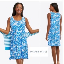 NEW Draper James Women  s Ruffle Nightie In Blue Shadow Floral Sz Small/ Medium