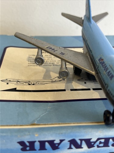 Vintage Korean Air B747 Toy Jet Clover Mini Power Pull Back and Release Works!!! - Picture 11 of 21