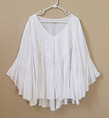 CATO  Peasant Top 22/24W White Flared Sleeve Boho Cottagecore Fairy Whimsy NWOT