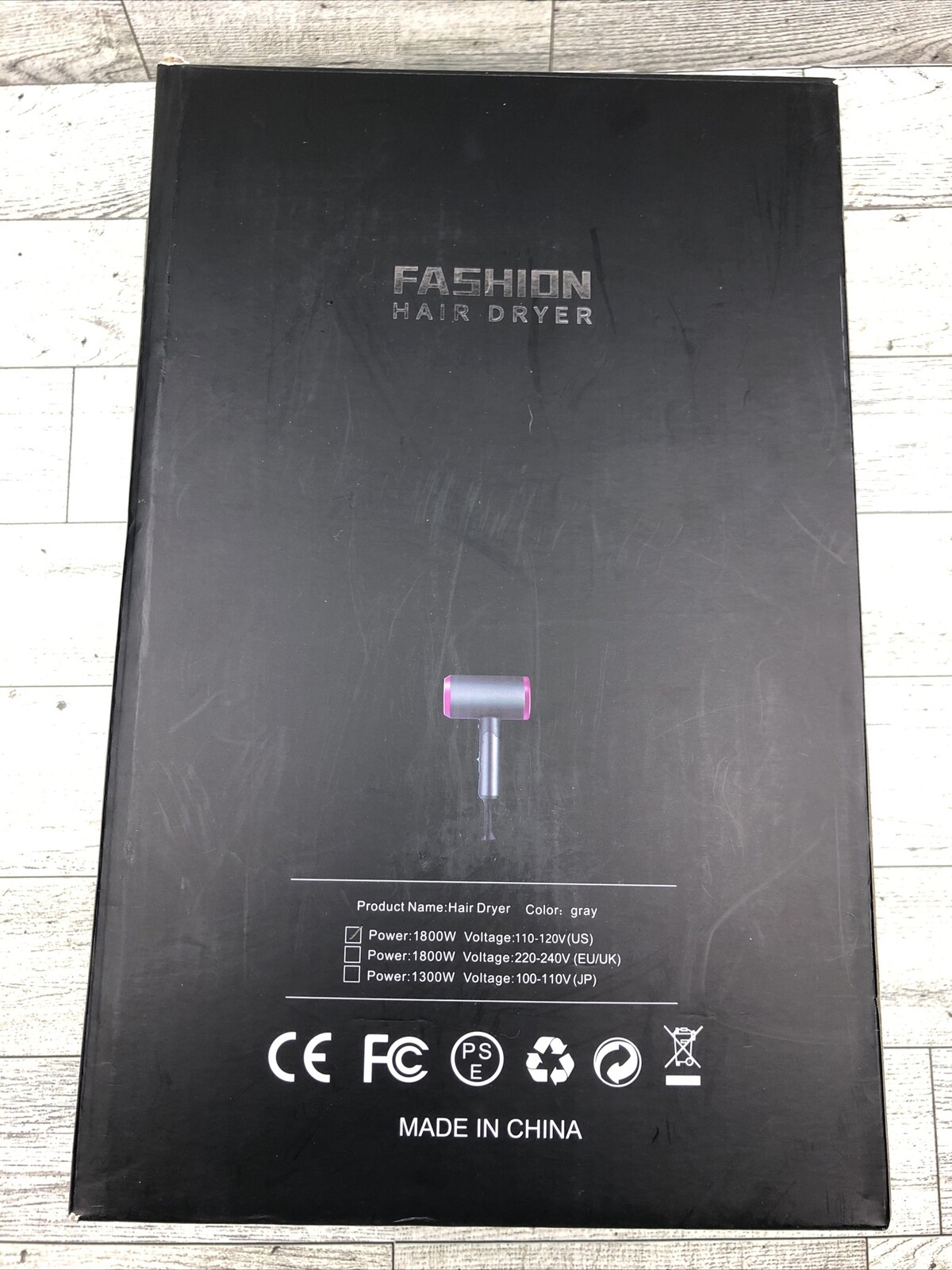 Fashion Hair Dryer w/ Accessories 2 Settings Foldable Grey 1800W