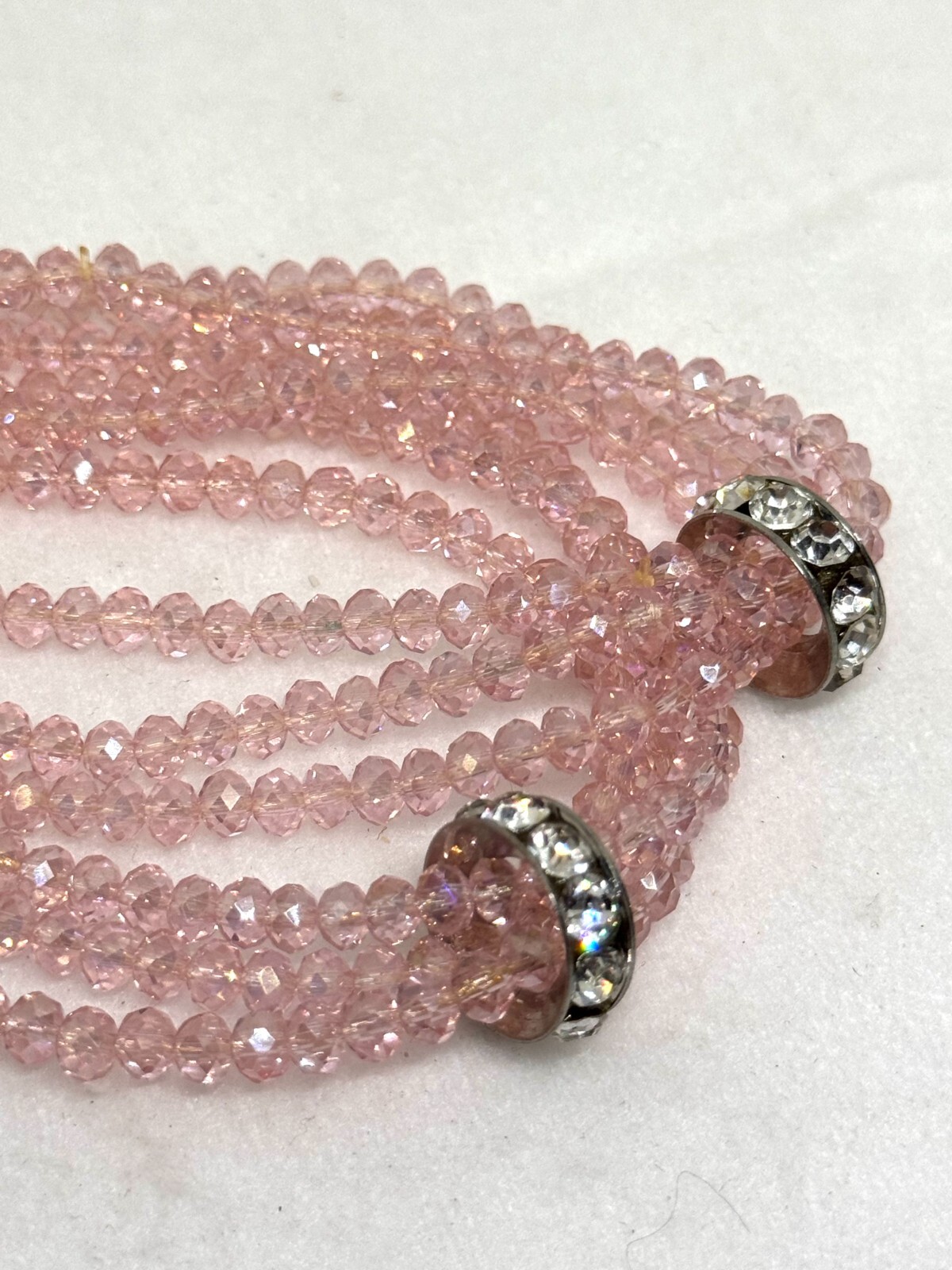 Two flashy pink crystal bracelets, rhinestone rou… - image 4