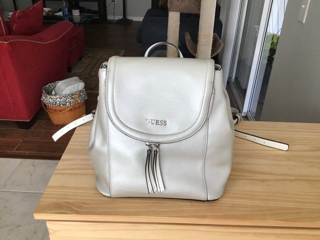 white guess backpack purse