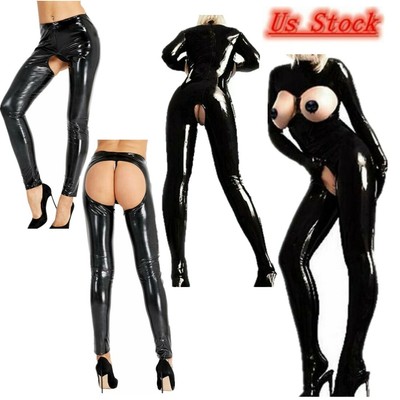 US Latex Catsuit Open Bust Crotchless 