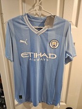 Brand New Manchaster City Puma Soccer Jersey Etihad Airways Men's Sz Large