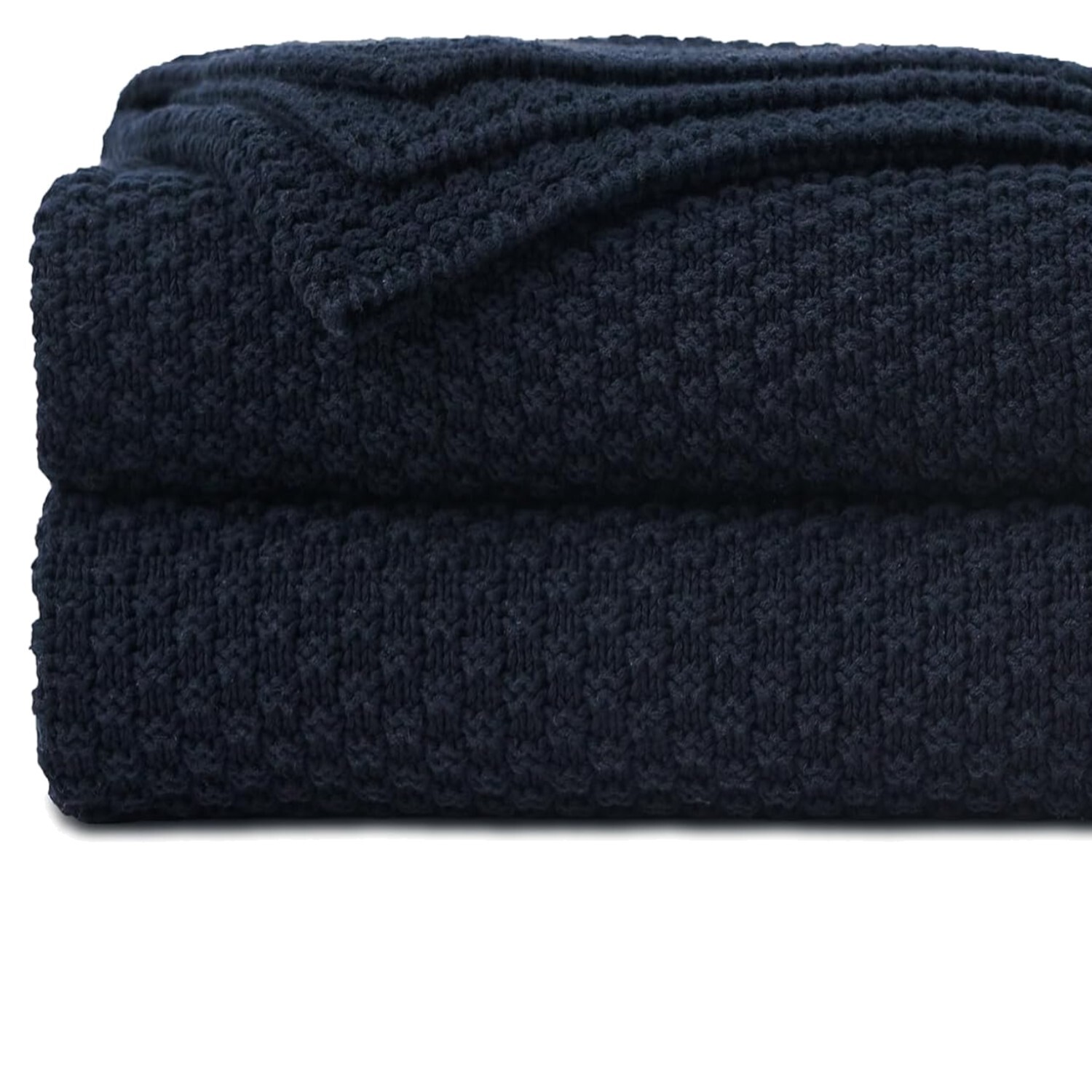 Luxurious Reversible Navy Blue Cotton Throw Blanket 60x80 Inches Machine Washable Soft Cozy