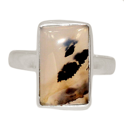 Natural Montana Agate From The Yellowstone River 925 Silver Ring s.6.5 CR61287