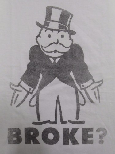NEW MONOPOLY "Broke" Funny Graphic SHIRT Youth Sizes S-M-L-XL Shirt - Picture 2 of 4