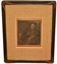 MAX SVABINSKY Original Vintage Signed Lady Grandmother Portrait Drypoint Etching