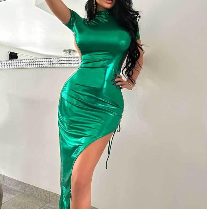 Womens Sexy Shiny Mock Neck Open Back Evening Party Irregular Bodycon Dress | eBay Womens Sexy Shiny Mock Neck Open Back Evening Party Irregular Bodycon Dress | eBay