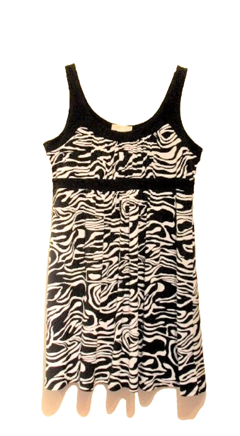 Abito smanicato donna MICHAEL KORS XL bianco e nero stampa animalier maglia