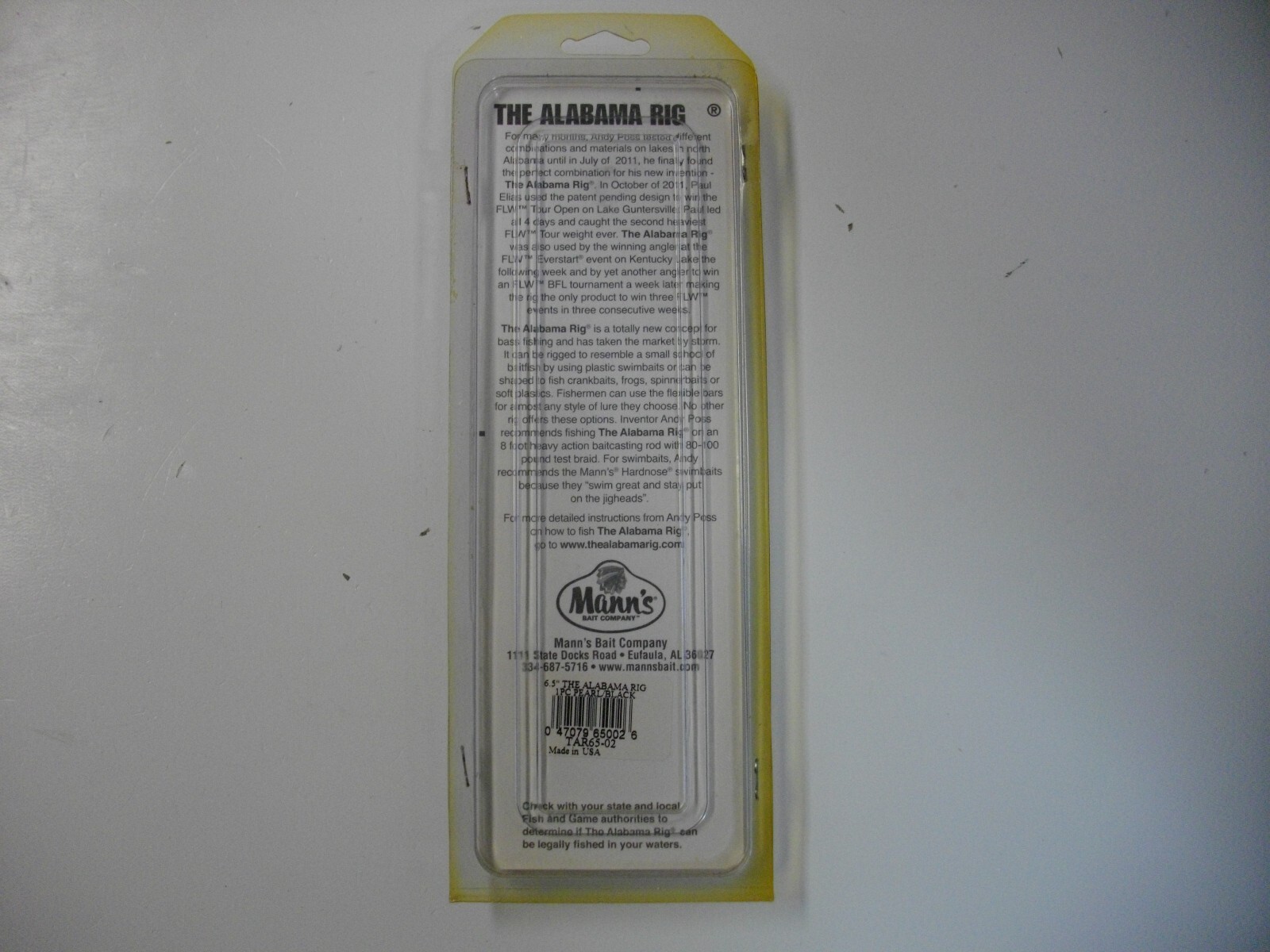 Mann's Bait Company The Alabama Rig by Andy Poss TAR65-02 6.5" Pearl / Black - Image 4