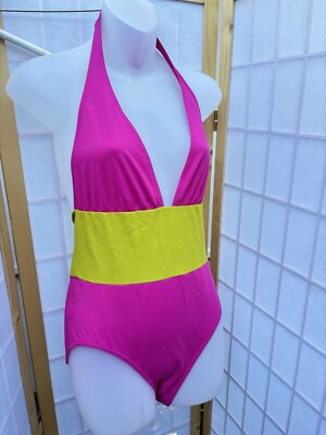 Eres 1 Piece Swimsuit Pink Day Glo Lime Chartreuse Yellow Grn Maillot NWT $500
