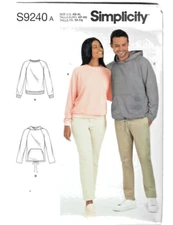 Unisex Raglan Pullover Stretch Knit Shirts XS-S-M-L-XL Simplicity Pattern S9240