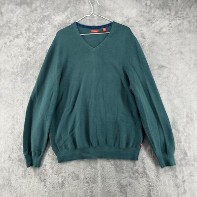 Izod Sweater Mens Medium Green V Neck Golf Preppy Rugby