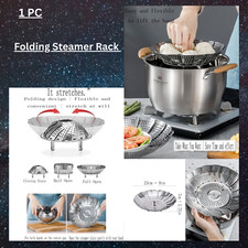 Steam Vegetable Basket Folding Steamer Stainless Steel Tray Mesh