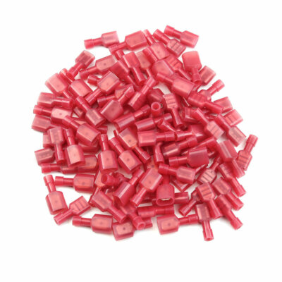 100 Stück Nylon Steckverbinder 6,3mm rot Flachstecker Kabelschuhe vollisoliert