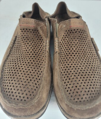 OluKai Moloa Kohana Brown Leather Perforated Slip On Mule  display picture 1
