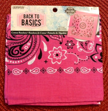 Back to Basics Classic Hot Pink/Magenta Bandana - 100 Cotton - 22" x 22" - NWT