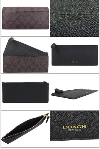 Coach F52601 SIGNATURE CANVAS POP SLIM ENVELOPE WALLET BROWN/BLACK Was$250 - Picture 4 of 10