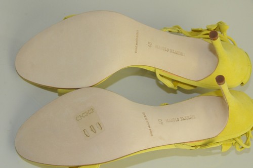 Nuevo Manolo Blahnik Bolabasan Hoja Amarillo Sandalias de Tiras 38 40 - Imagen 14 de 16