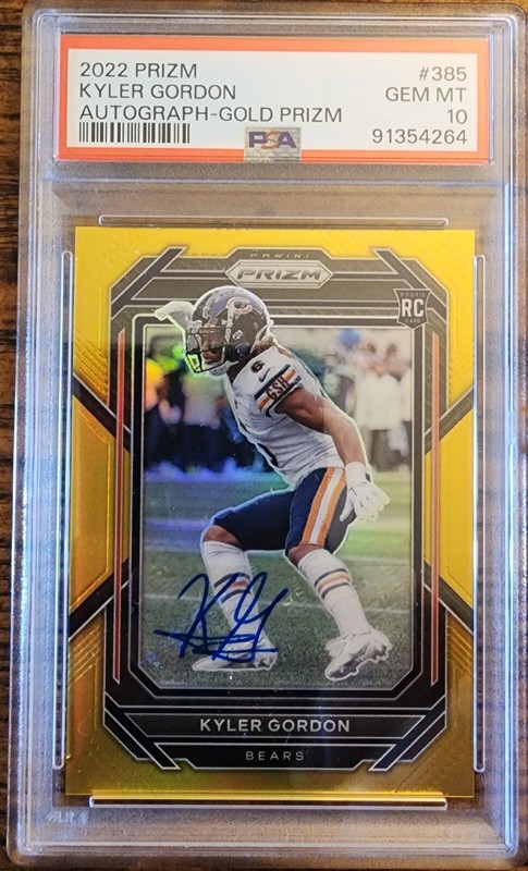 2022 Prizm Kyler Gordon Gold RC Auto 6/10 #385 PSA 10 Bears Jersey Match