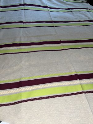 Vintage Monument Bedspread Burgundy, And Lime, Horizontal Stripes - ￼108 X 87