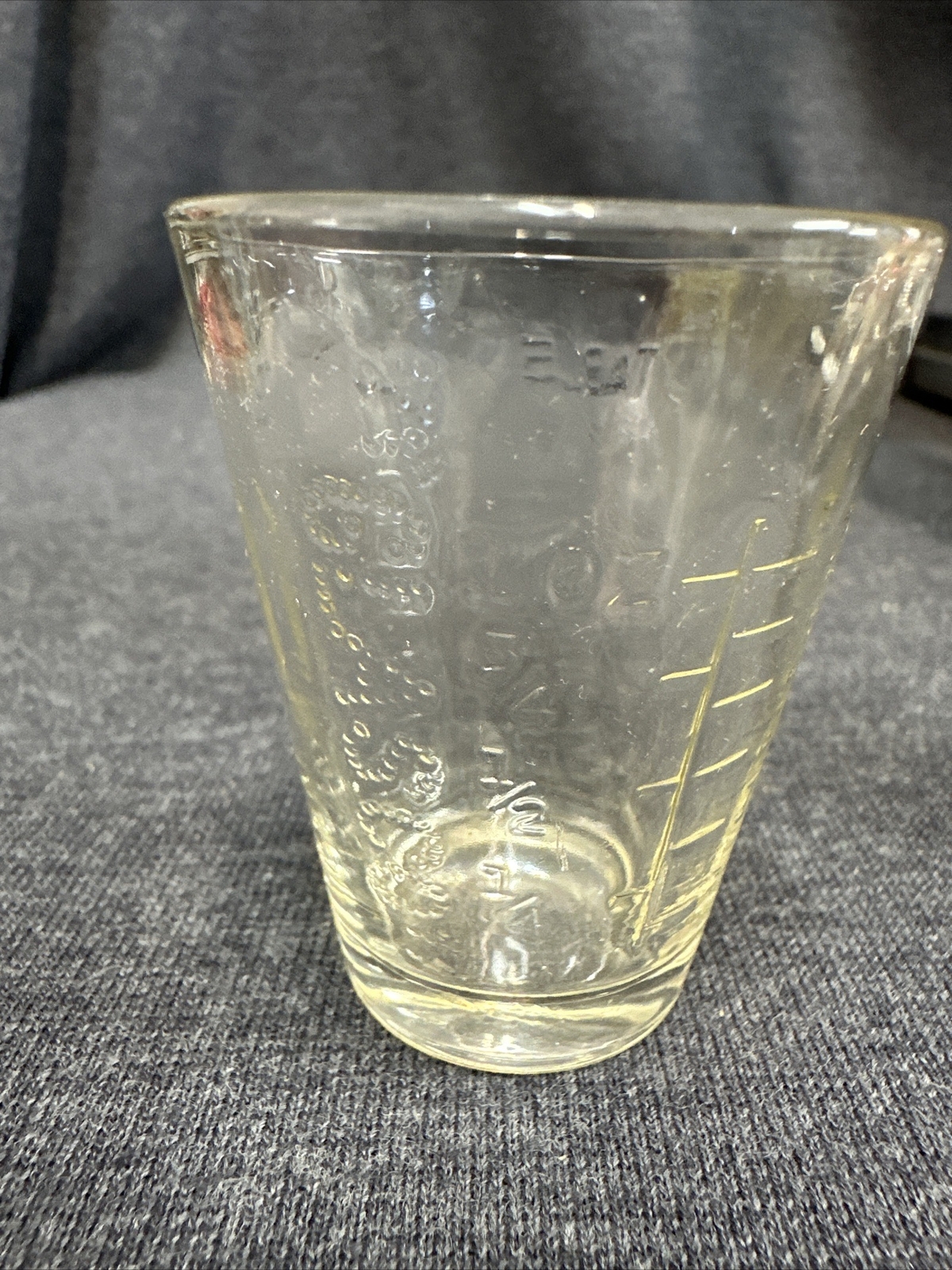 Vintage GLASCO Embossed Glass Measuring Cup 1 OZ / 30 ML Tea Table