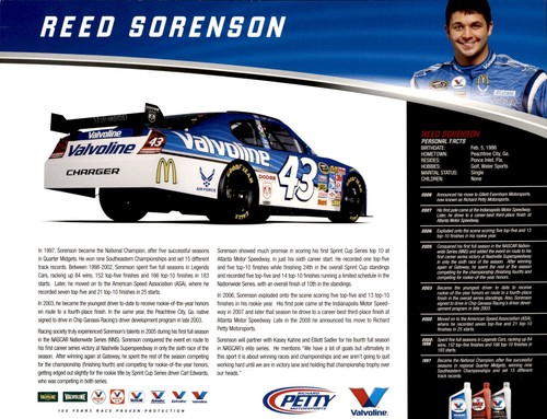 Reed Sorenson Signed Inscribed NASCAR Sprint Cup Valvoline Promo 8.5x11 Photo #1 - Picture 2 of 2