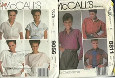 2 VINTAGE WOMEN PATTERNS BLOUSE TOP SHIRT SZ 8 McCALLS