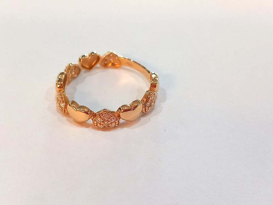 Anello fedina cuori donna/ragazza oro giallo  18 kt 750 % zirconi bianchi - Immagine 2 di 4