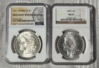 1880S &1921  MORGAN SILVER DOLLAR MS63, BU NGC TWO COIN SET