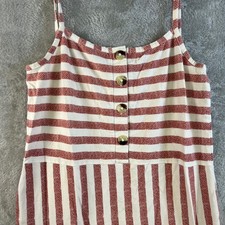 Derek Heart Womens L Striped Button Front Midi DressBoho Sundress Casual Summer