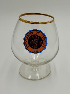 Vintage University of Virginia UVA 1819 Gold Rim Balloon Brandy Snifter Glass