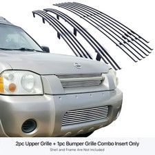 For 2001-2004 Nissan Frontier Chrome Billet Grille Grill Insert Combo