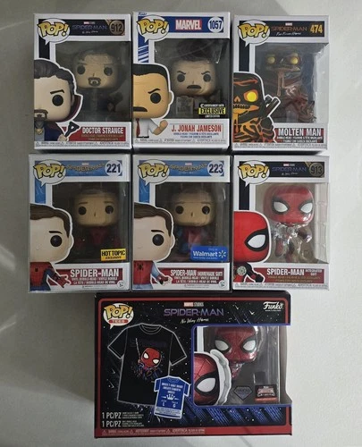 Funko Pop! Marvel Spider-Man Doctor Strange Molten Man J. Jonah Pop Tees Lot