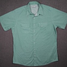 Wrangler Wrancher Pearl Snap Shirt Men's XLT Green Geometric Short Sleeve