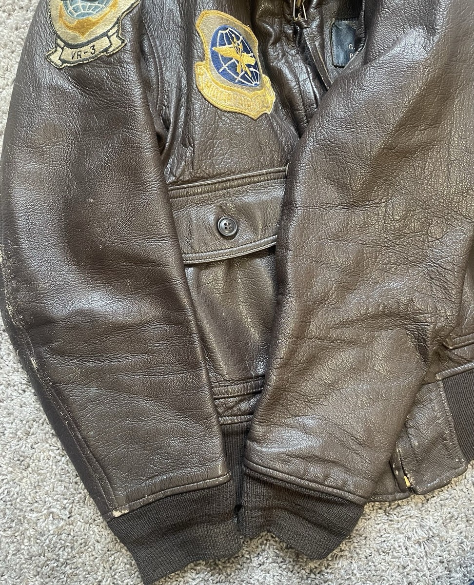 Vintage 1960s Military G-1 Leather Flight Jacket Size 38 Ralph
