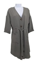 Primark Womens Grey Button up Dress Size Uk 10 Polyester Casual Midi Shirt Dress