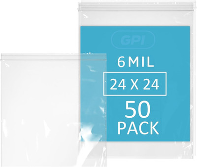 GPI - 24'' X 24'' Extra Large Reclosable Zip Bags, 6 Mil Extra Heavy-Duty - Pack o