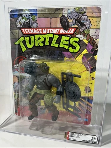 TMNT Rocksteady 10 Back Vintage Sealed MOC 1988 Playmates Unpunched AFA 75+