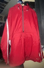 Nike Red White Hooded Windbreaker Jacket XL Men s Half Zip Casual