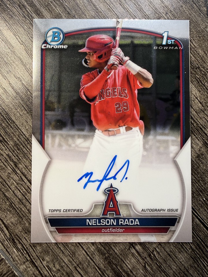 Nelson Rada 2023 Bowman Chrome Prospect Autograph #CPA-NR Los Angeles Angels