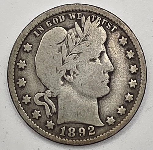 《Silver》1892 USA BARBER QUARTER -- .1808 OZ of SILVER!!! 1st Year Issued