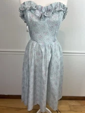 Vintage Gunne Sax Dress Jessica McClintock Ruffle Sleeveless 13 Retro Corset 80s