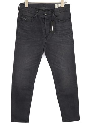 DIESEL Jifer 0859X Men Jeans W30/L34 Slim Tapered Fit Button-Fly Black Stretch