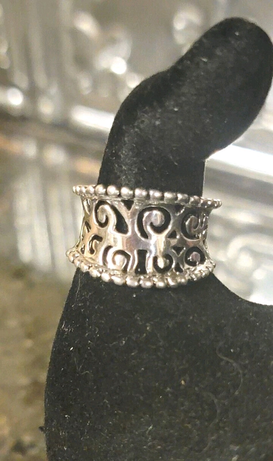 Open Scroll cut-out pattern Sterling Silver 925 R… - image 2