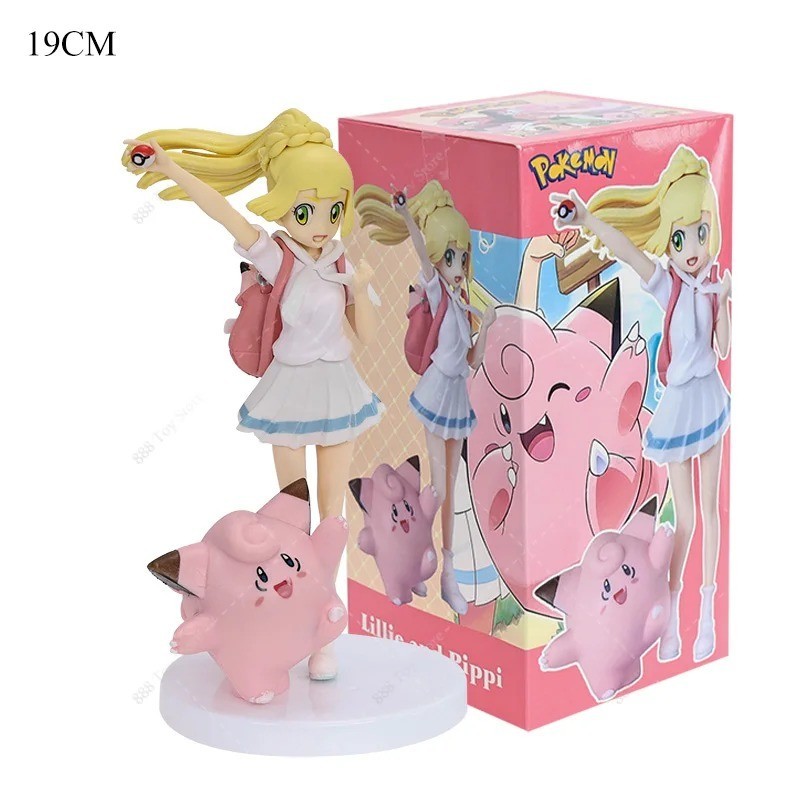 Figurine Lillie Pokémon avec Mélofée statue manga en PVC 19cm pour collectionneur